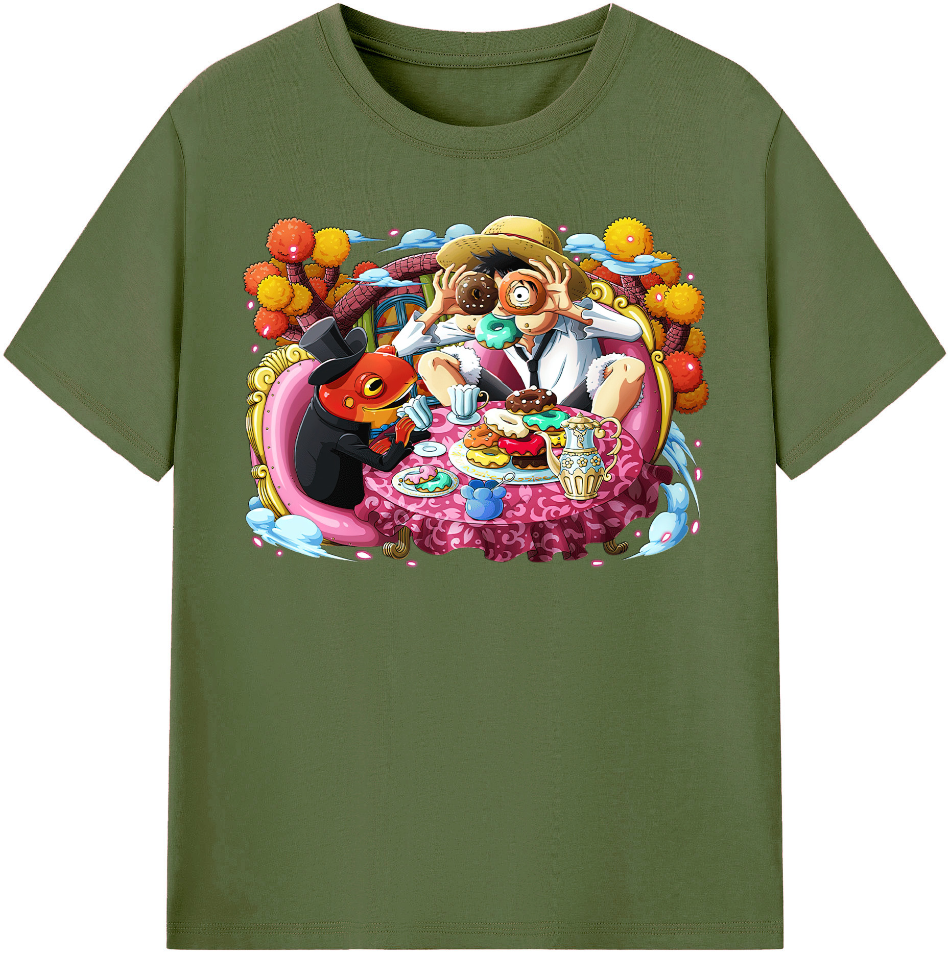 ワンピース モンキー・D・ルフィ ONE PIECE Monkey D. Luffy 綿100％半袖Tシャツ（フロントプリント）